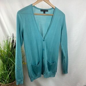 Ralph Lauren Cashmere & Silk Black Label Long Sleeve Button Cardigan Sweater M